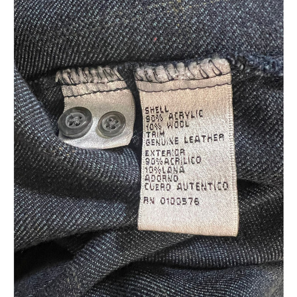 Firethorn Silver Wool Blend Leather Trim Blue Button Down Size M - Picture 4 of 5